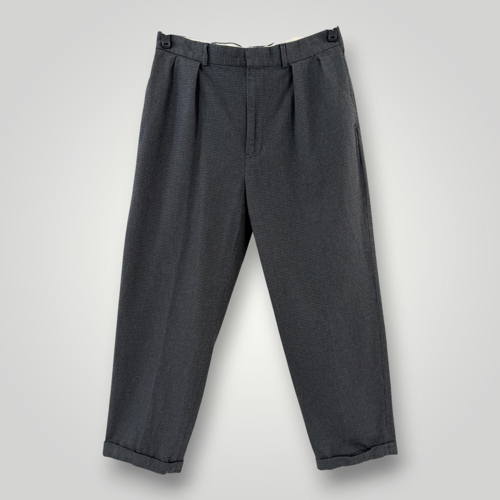 VTG Polo‎ Ralph Lauren Dress Pants Mens 33 Gray Houndstooth Pleated Classic